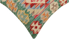 handmade Traditional Pillow Green Rust Hand-Woven SQUARE 100% WOOL Hand woven turkish pillow2' x 2'