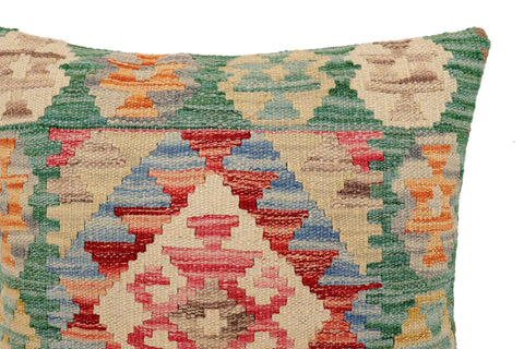 handmade Traditional Pillow Green Rust Hand-Woven SQUARE 100% WOOL Hand woven turkish pillow2 x 2