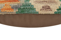 handmade Traditional Pillow Green Rust Hand-Woven SQUARE 100% WOOL Hand woven turkish pillow2' x 2'