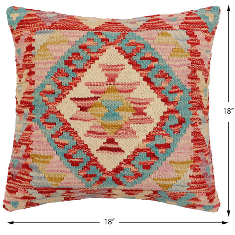 handmade Traditional Pillow Red Beige Hand-Woven SQUARE 100% WOOL Hand woven turkish pillow2 x 2
