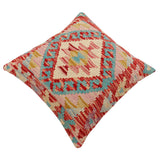 handmade Traditional Pillow Red Beige Hand-Woven SQUARE 100% WOOL Hand woven turkish pillow2' x 2'