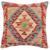 handmade Traditional Pillow Red Beige Hand-Woven SQUARE 100% WOOL Hand woven turkish pillow2' x 2'