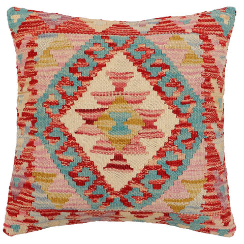 handmade Traditional Pillow Red Beige Hand-Woven SQUARE 100% WOOL Hand woven turkish pillow2 x 2