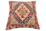 handmade Traditional Pillow Red Beige Hand-Woven SQUARE 100% WOOL Hand woven turkish pillow2' x 2'