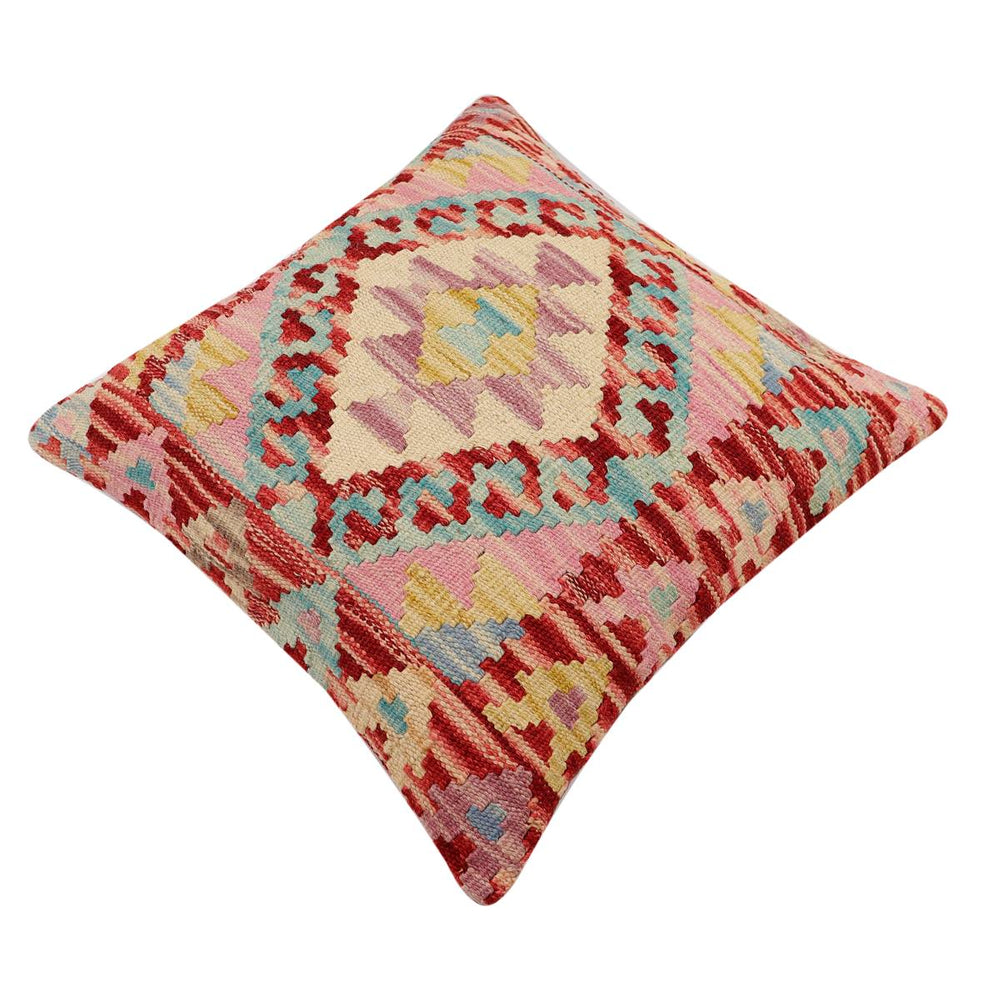 handmade Traditional Pillow Red Beige Hand-Woven SQUARE 100% WOOL Hand woven turkish pillow2' x 2'