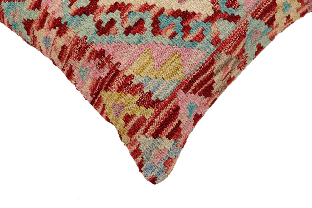 handmade Traditional Pillow Red Beige Hand-Woven SQUARE 100% WOOL Hand woven turkish pillow2' x 2'