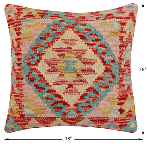 handmade Traditional Pillow Red Beige Hand-Woven SQUARE 100% WOOL Hand woven turkish pillow2 x 2