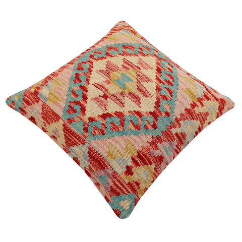 handmade Traditional Pillow Red Beige Hand-Woven SQUARE 100% WOOL Hand woven turkish pillow2 x 2