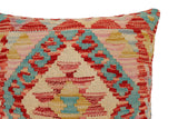 handmade Traditional Pillow Red Beige Hand-Woven SQUARE 100% WOOL Hand woven turkish pillow2' x 2'