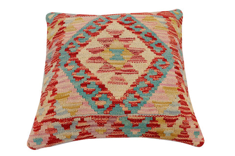 handmade Traditional Pillow Red Beige Hand-Woven SQUARE 100% WOOL Hand woven turkish pillow2 x 2