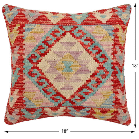 handmade Traditional Pillow Red Beige Hand-Woven SQUARE 100% WOOL Hand woven turkish pillow2 x 2