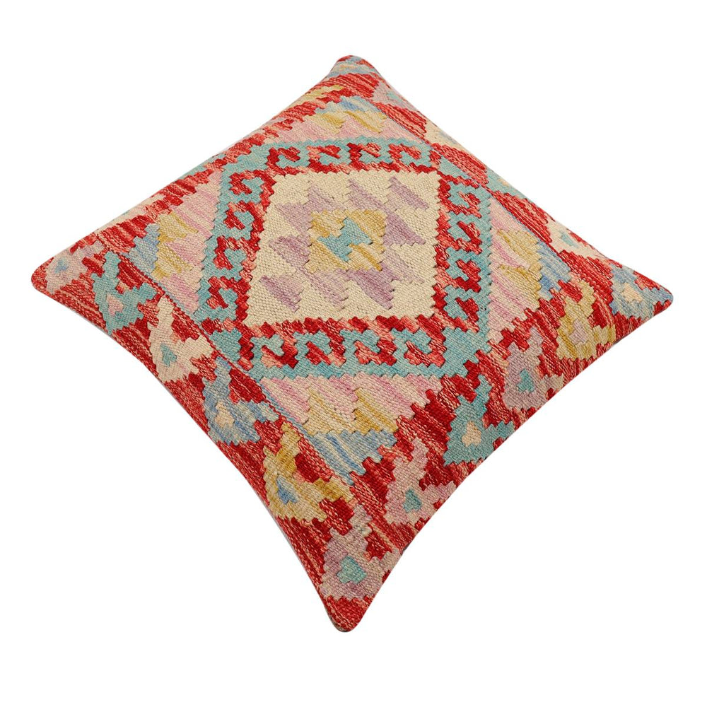 handmade Traditional Pillow Red Beige Hand-Woven SQUARE 100% WOOL Hand woven turkish pillow2' x 2'