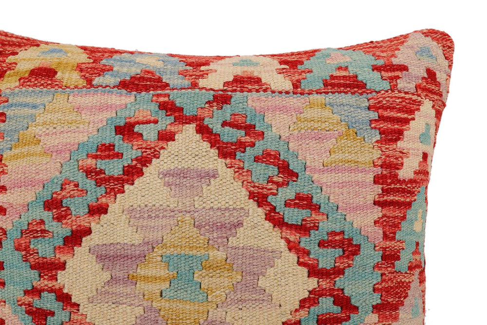 handmade Traditional Pillow Red Beige Hand-Woven SQUARE 100% WOOL Hand woven turkish pillow2' x 2'