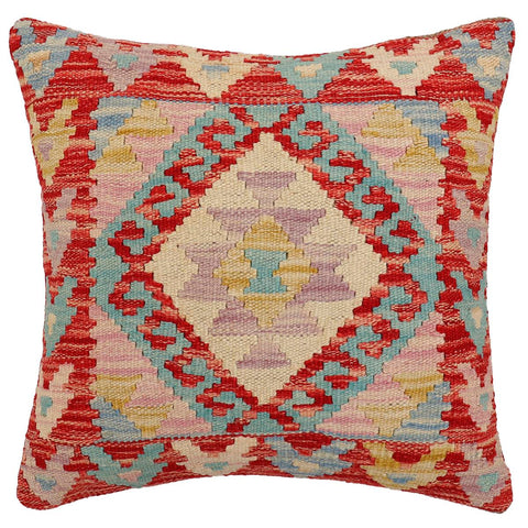 handmade Traditional Pillow Red Beige Hand-Woven SQUARE 100% WOOL Hand woven turkish pillow2 x 2