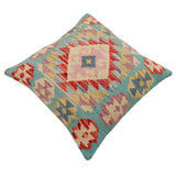 handmade Traditional Pillow Blue Beige Hand-Woven SQUARE 100% WOOL Hand woven turkish pillow2' x 2'