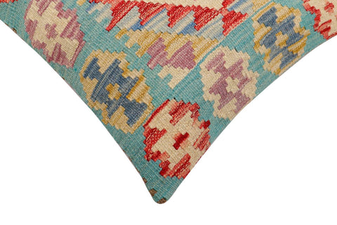handmade Traditional Pillow Blue Beige Hand-Woven SQUARE 100% WOOL Hand woven turkish pillow2 x 2