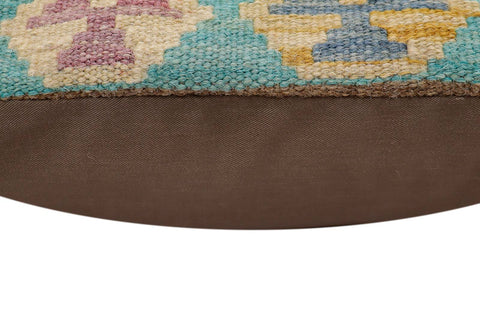 handmade Traditional Pillow Blue Beige Hand-Woven SQUARE 100% WOOL Hand woven turkish pillow2 x 2