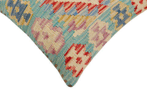 handmade Traditional Pillow Blue Beige Hand-Woven SQUARE 100% WOOL Hand woven turkish pillow2 x 2
