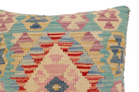 handmade Traditional Pillow Blue Beige Hand-Woven SQUARE 100% WOOL Hand woven turkish pillow2 x 2