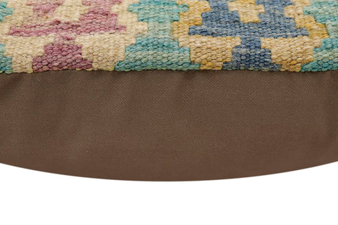 handmade Traditional Pillow Blue Beige Hand-Woven SQUARE 100% WOOL Hand woven turkish pillow2 x 2
