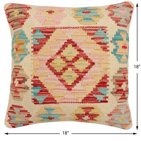 handmade Traditional Pillow Beige Red Hand-Woven SQUARE 100% WOOL Hand woven turkish pillow2 x 2
