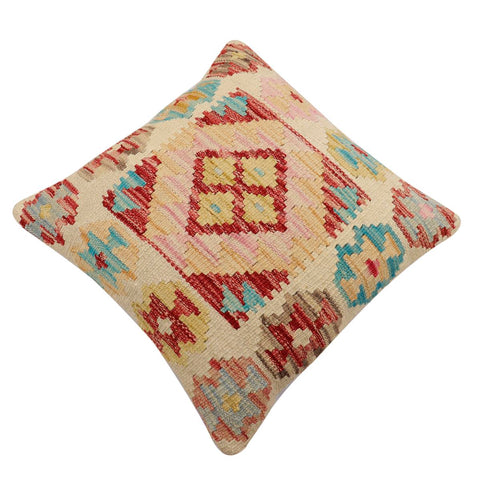 handmade Traditional Pillow Beige Red Hand-Woven SQUARE 100% WOOL Hand woven turkish pillow2 x 2