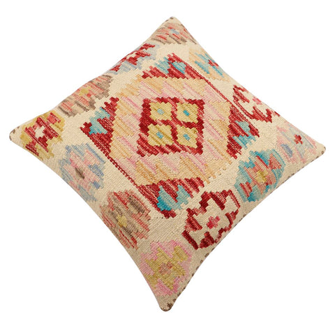 handmade Traditional Pillow Beige Red Hand-Woven SQUARE 100% WOOL Hand woven turkish pillow2 x 2