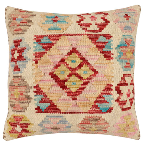 handmade Traditional Pillow Beige Red Hand-Woven SQUARE 100% WOOL Hand woven turkish pillow2 x 2
