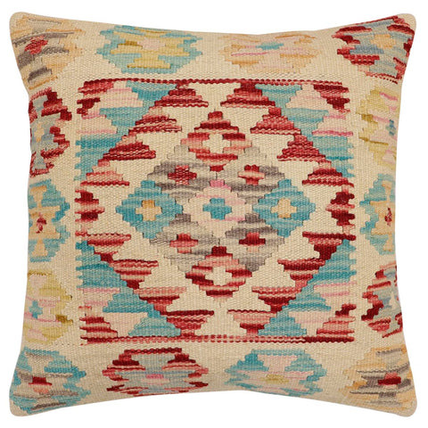 handmade Traditional Pillow Beige Red Hand-Woven SQUARE 100% WOOL Hand woven turkish pillow2 x 2