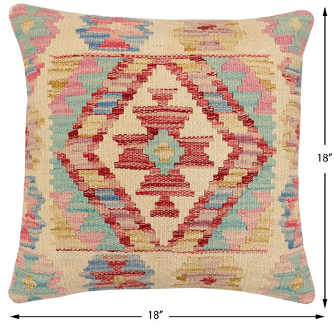 handmade Traditional Pillow Beige Rust Hand-Woven SQUARE 100% WOOL Hand woven turkish pillow2 x 2