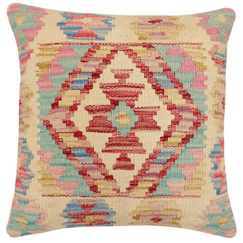 handmade Traditional Pillow Beige Rust Hand-Woven SQUARE 100% WOOL Hand woven turkish pillow2 x 2