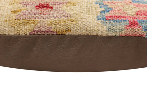 handmade Traditional Pillow Beige Rust Hand-Woven SQUARE 100% WOOL Hand woven turkish pillow2 x 2