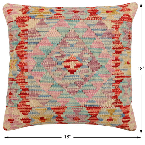 handmade Traditional Pillow Red Beige Hand-Woven SQUARE 100% WOOL Hand woven turkish pillow2 x 2
