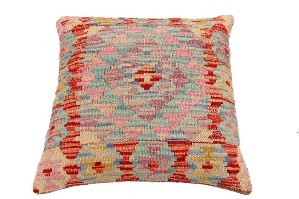 handmade Traditional Pillow Red Beige Hand-Woven SQUARE 100% WOOL Hand woven turkish pillow2' x 2'
