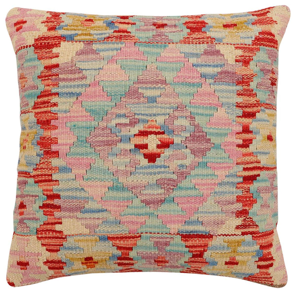 handmade Traditional Pillow Red Beige Hand-Woven SQUARE 100% WOOL Hand woven turkish pillow2' x 2'