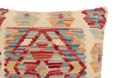 handmade Traditional Pillow Beige Red Hand-Woven SQUARE 100% WOOL Hand woven turkish pillow2 x 2