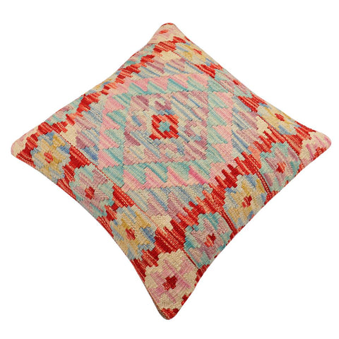 handmade Traditional Pillow Red Blue Hand-Woven SQUARE 100% WOOL Hand woven turkish pillow2 x 2