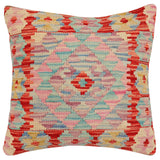 handmade Traditional Pillow Red Blue Hand-Woven SQUARE 100% WOOL Hand woven turkish pillow2' x 2'