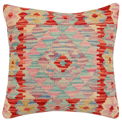 handmade Traditional Pillow Red Blue Hand-Woven SQUARE 100% WOOL Hand woven turkish pillow2 x 2