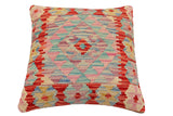 handmade Traditional Pillow Red Blue Hand-Woven SQUARE 100% WOOL Hand woven turkish pillow2' x 2'