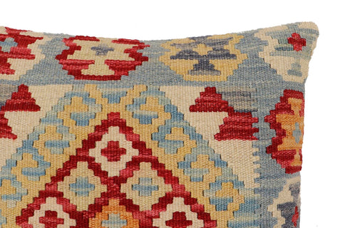 handmade Traditional Pillow Red Blue Hand-Woven SQUARE 100% WOOL Hand woven turkish pillow2 x 2
