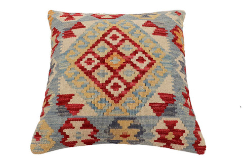 handmade Traditional Pillow Red Blue Hand-Woven SQUARE 100% WOOL Hand woven turkish pillow2 x 2