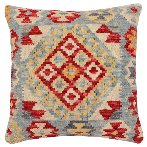 handmade Traditional Pillow Red Blue Hand-Woven SQUARE 100% WOOL Hand woven turkish pillow2 x 2