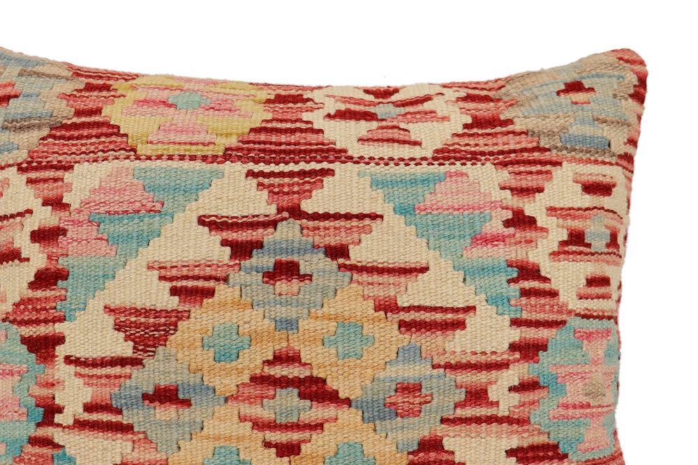 handmade Traditional Pillow Red Blue Hand-Woven SQUARE 100% WOOL Hand woven turkish pillow2' x 2'