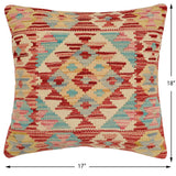handmade Traditional Pillow Rust Blue Hand-Woven SQUARE 100% WOOL  Hand woven turkish pillow  2 x 2