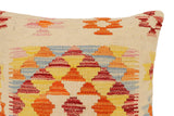 handmade Traditional Pillow Beige Rust Hand-Woven SQUARE 100% WOOL Hand woven turkish pillow2' x 2'