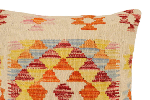handmade Traditional Pillow Beige Rust Hand-Woven SQUARE 100% WOOL Hand woven turkish pillow2 x 2