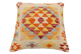 handmade Traditional Pillow Beige Rust Hand-Woven SQUARE 100% WOOL Hand woven turkish pillow2' x 2'