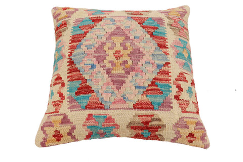 handmade Traditional Pillow Red Blue Hand-Woven SQUARE 100% WOOL Hand woven turkish pillow2 x 2
