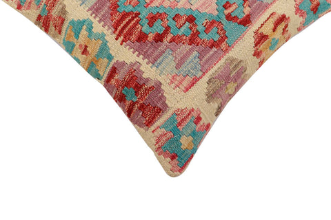 handmade Traditional Pillow Beige Blue Hand-Woven SQUARE 100% WOOL Hand woven turkish pillow2 x 2